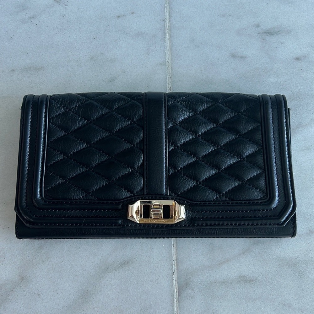 Rebecca Minkoff Quilted Love Clutch with Removable Chain - Black
